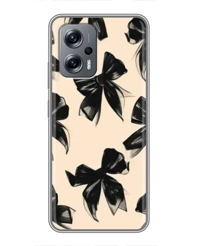 Чехол для Xiaomi POCO X4 GT с картинкой «Паттерн черные банты»