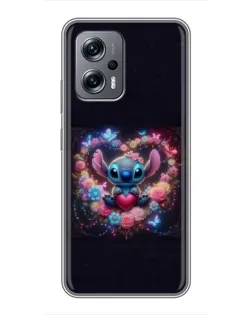 Чехол для Xiaomi POCO X4 GT с картинкой «Stitch в цветах»