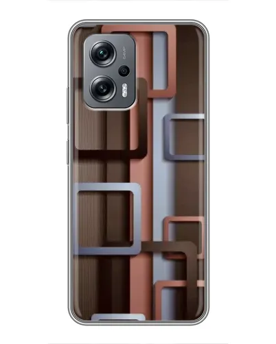 Чехол для Xiaomi POCO X4 GT с картинкой «Коричневые объемные квадраты»