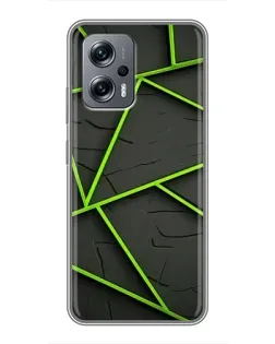 Чехол для Xiaomi POCO X4 GT с картинкой «Зеленые геометрические линии»