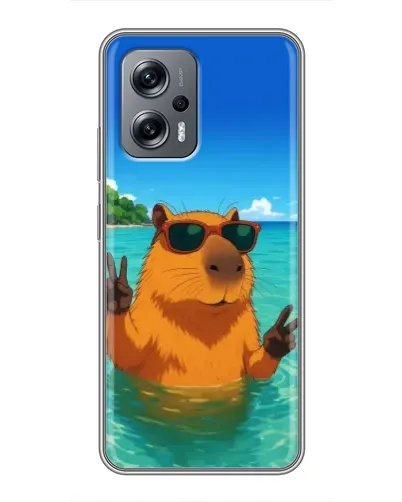 Чехол для Xiaomi POCO X4 GT с картинкой «Морская капибара»