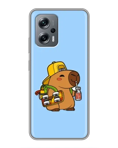 Чехол для Xiaomi POCO X4 GT с картинкой «Капибара на скейте»
