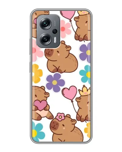 Чехол для Xiaomi POCO X4 GT с картинкой «Цветочный паттерн капибар»