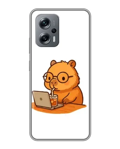 Чехол для Xiaomi POCO X4 GT с картинкой «Капибара с ноутбуком»