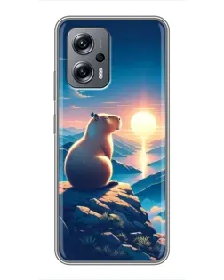 Чохол для Xiaomi POCO X4 GT з картинкою «Захід сонця з капібарою»