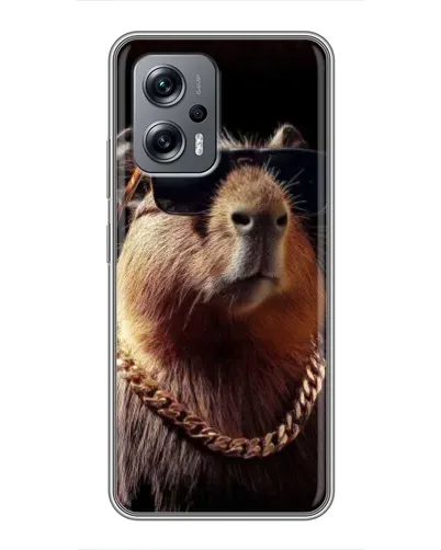 Чехол для Xiaomi POCO X4 GT с картинкой «Капибара золотая цепь»