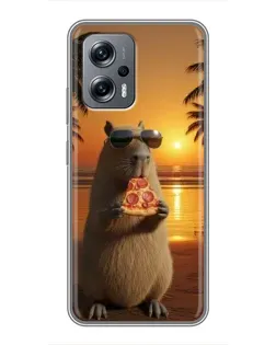 Чохол для Xiaomi POCO X4 GT з картинкою «Капібара з піцою»