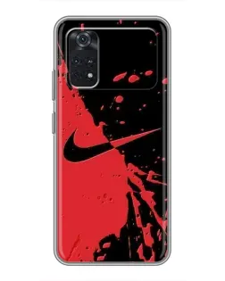 Чехол для Xiaomi POCO X4 Pro 5G с картинкой «Красные брызги Nike»