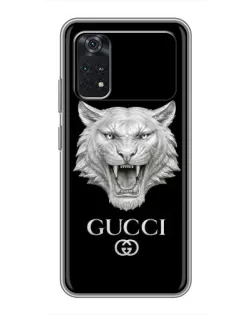 Чехол для Xiaomi POCO X4 Pro 5G с картинкой «Gucci — серебряный лев»