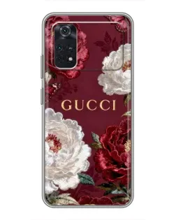 Чехол для Xiaomi POCO X4 Pro 5G с картинкой «Gucci — бордовые розы»