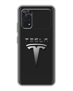 Чохол для Xiaomi POCO X4 Pro 5G з картинкою «Сталевий логотип Tesla»