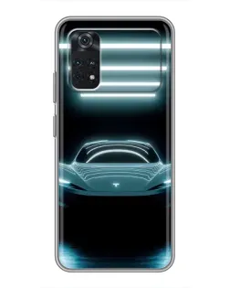 Чохол для Xiaomi POCO X4 Pro 5G з картинкою «Tesla в неоні»