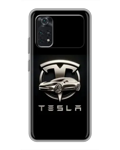 Чохол для Xiaomi POCO X4 Pro 5G з картинкою «Tesla — срібне авто»