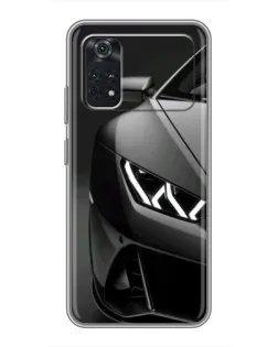 Чехол для Xiaomi POCO X4 Pro 5G с картинкой «Lamborghini фары детализация»