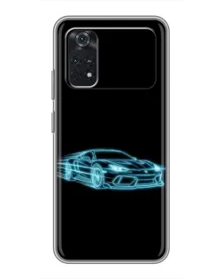 Чехол для Xiaomi POCO X4 Pro 5G с картинкой «Неоновый контур Lamborghini»