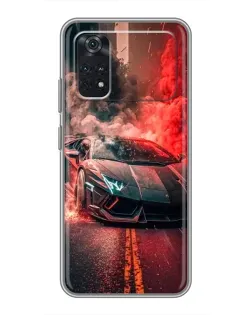 Чехол для Xiaomi POCO X4 Pro 5G с картинкой «Lamborghini красный дым»