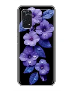 Чохол для Xiaomi POCO X4 Pro 5G з картинкою «Фіолетові квіти з росою»