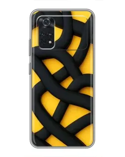 Чохол для Xiaomi POCO X4 Pro 5G з картинкою «Чорне жовте переплетення»