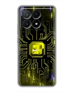Чехол для Xiaomi POCO X6 Pro (5G) с картинкой «Nike — золотая искра»