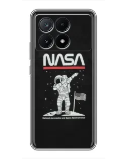 Чехол для Xiaomi POCO X6 Pro (5G) с картинкой «NASA — шагаем по Луне»
