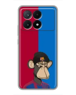 Чехол для Xiaomi POCO X6 Pro (5G) с картинкой «Bored Ape — фанат Барсы»