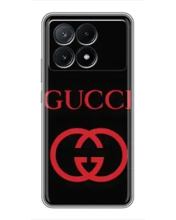 Чехол для Xiaomi POCO X6 Pro (5G) с картинкой «Gucci — красный логотип»