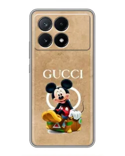 Чехол для Xiaomi POCO X6 Pro (5G) с картинкой «Микки Маус Gucci — крафт»