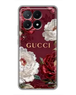 Чохол для Xiaomi POCO X6 Pro (5G) з картинкою «Gucci — бордові троянди»
