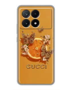 Чохол для Xiaomi POCO X6 Pro (5G) з картинкою «Gucci — золоті метелики»