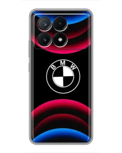 Чехол для Xiaomi POCO X6 Pro (5G) с картинкой «Логотип BMW и неоновые дуги»