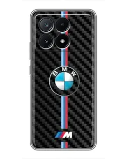 Чехол для Xiaomi POCO X6 Pro (5G) с картинкой «Эмблема BMW и карбон»