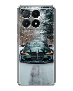 Чехол для Xiaomi POCO X6 Pro (5G) с картинкой «BMW в зимнем лесу»
