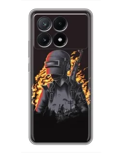 Чехол для Xiaomi POCO X6 Pro (5G) с картинкой «PUBG — огненный силуэт»