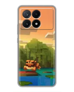 Чехол для Xiaomi POCO X6 Pro (5G) с картинкой «Майнкрафт закат солнца»
