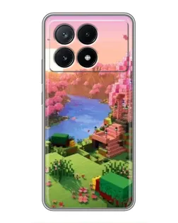Чехол для Xiaomi POCO X6 Pro (5G) с картинкой «Розовое дерево Minecraft»