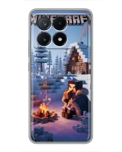 Чехол для Xiaomi POCO X6 Pro (5G) с картинкой «Зимний Minecraft»