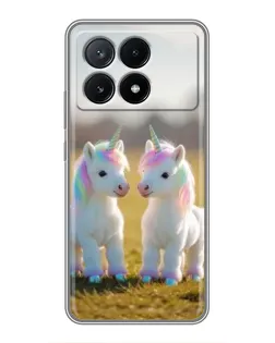 Чехол для Xiaomi POCO X6 Pro (5G) с картинкой «Пара единорогов»