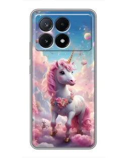 Чехол для Xiaomi POCO X6 Pro (5G) с картинкой «Единорог среди облаков»