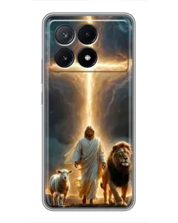 Чехол для Xiaomi POCO X6 Pro (5G) с картинкой «Лев Иуды и Свет» Чехол для Xiaomi POCO X6 Pro (5G) с картинкой «Лев Иуды и Свет»