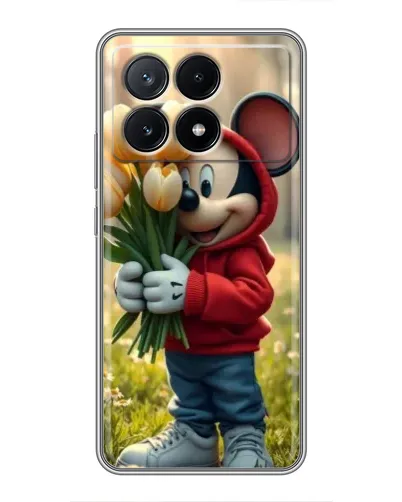 Чехол для Xiaomi POCO X6 Pro (5G) с картинкой «Микки с тюльпанами»