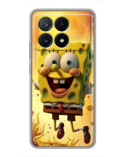 Чехол для Xiaomi POCO X6 Pro (5G) с картинкой «Губка Боб прыгает»