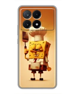 Чехол для Xiaomi POCO X6 Pro (5G) с картинкой «Губка Боб повар»
