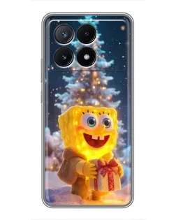Чехол для Xiaomi POCO X6 Pro (5G) с картинкой «Рождественский Спанч Боб»