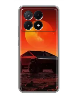 Чехол для Xiaomi POCO X6 Pro (5G) с картинкой «Cybertruck на Марсе»
