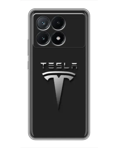 Чехол для Xiaomi POCO X6 Pro (5G) с картинкой «Стальной логотип Tesla»