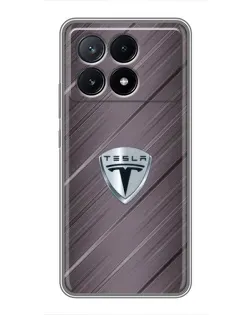Чехол для Xiaomi POCO X6 Pro (5G) с картинкой «Металлическая текстура Tesla»