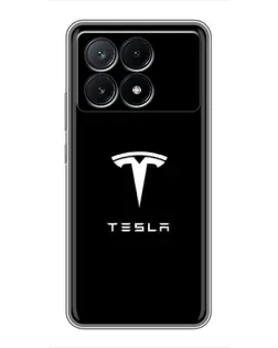 Чехол для Xiaomi POCO X6 Pro (5G) с картинкой «Tesla White Logo»