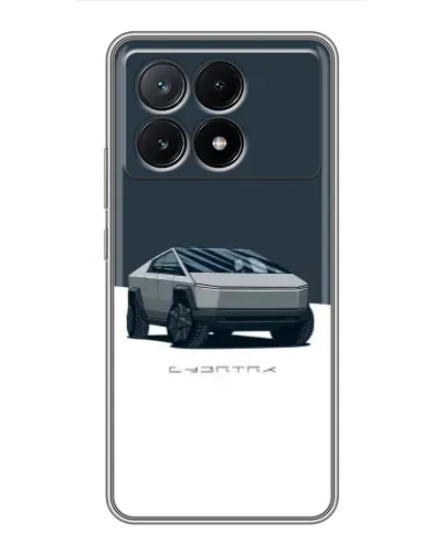 Чехол для Xiaomi POCO X6 Pro (5G) с картинкой «Серебристый Cybertruck Tesla»