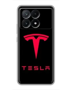Чехол для Xiaomi POCO X6 Pro (5G) с картинкой «Tesla Red Logo»
