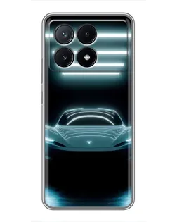 Чехол для Xiaomi POCO X6 Pro (5G) с картинкой «Tesla в неоне»